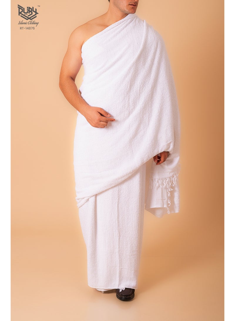 RUBY ISLAMIC CLOTHING Men's Ihram for Hajj and Umrah, Super Soft, Sweat Absorbent, 2 Piece Ihram Set|Comfortable & Lightweight |Pilgrimage Essentials |Ultra-Comfort for Hajj & Umrah - Image 2